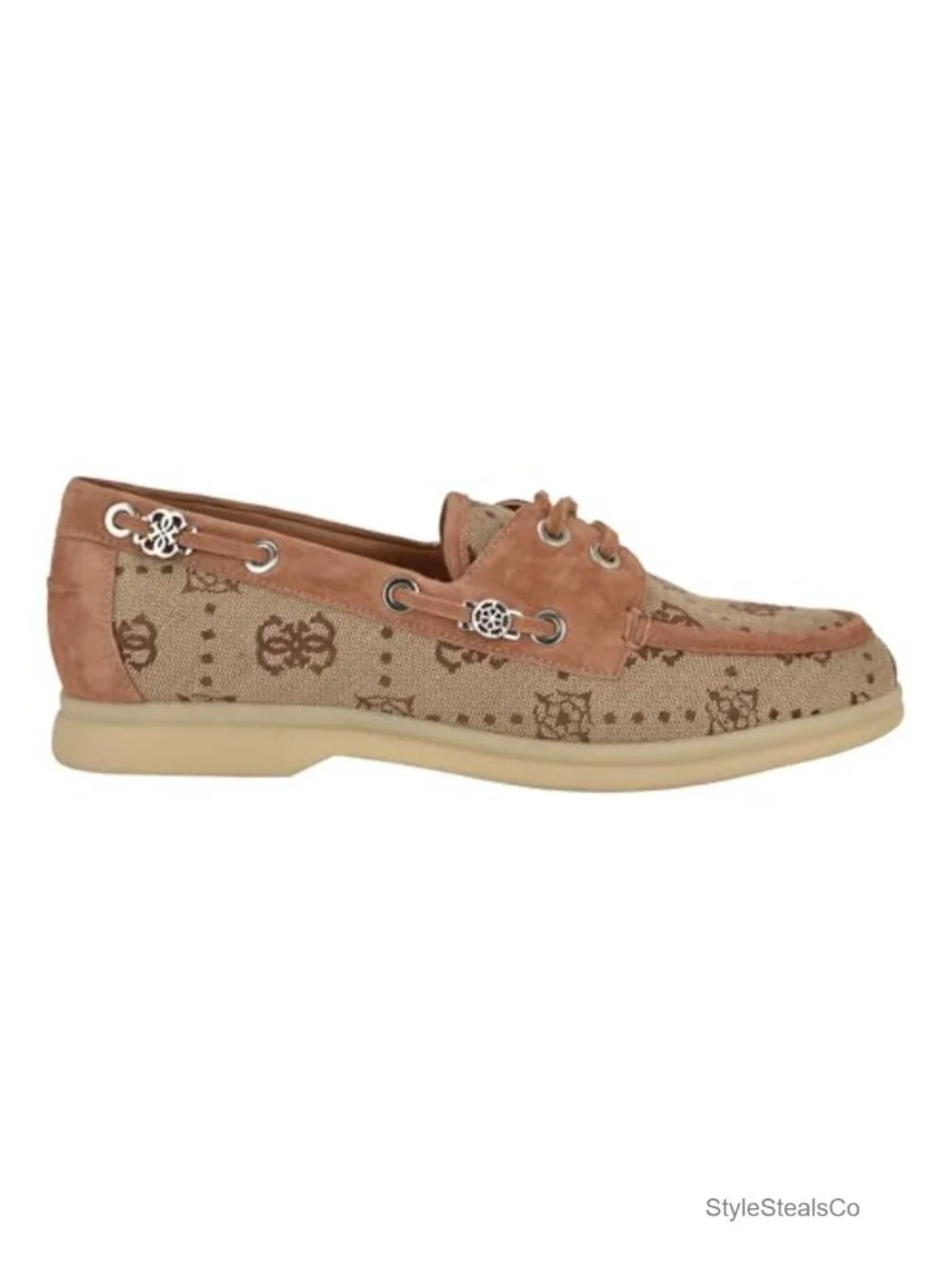 Tie Laced Loafers with Peony Charms Suede Slip-Ons